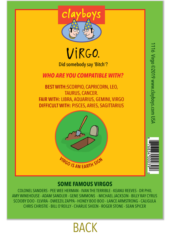 1116 Virgo Astrology and Any Occasion Card from Clayboys Clayboys Cards