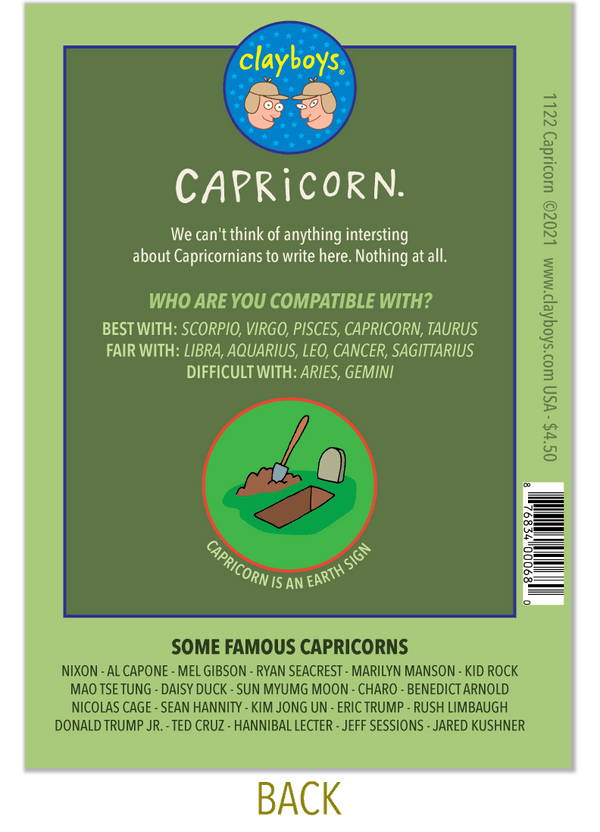 1122 Capricorn Astrology and Any Occasion Card from Clayboys Clayboys Cards