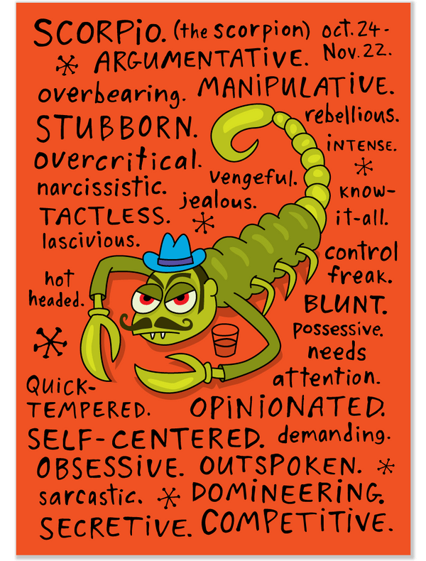 1126 Scorpio Astrology and Any Occasion Card from Clayboys Clayboys Cards