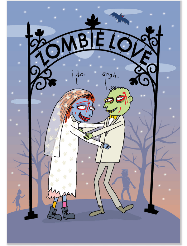 615 Zombie Love (Bachelorette Card, Wedding Card) - Clayboys Cards