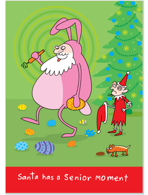 408 Santa's Senior Moment (Christmas Card, Easter Card)